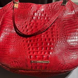 Brahmin Red Croc-Embossed Shoulder Bag